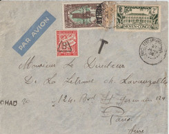 1936 - TCHAD - TAXE DUVAL Sur ENVELOPPE De FORT-ARCHAMBAULT (AFFR. MIXTE MOYEN-CONGO) => PARIS - Covers & Documents