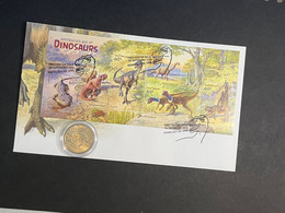 (2 Oø 34) Australian Dinosaur FDC M/s 2013 With $ 1.00 Dinosaur Coin (2022) + Dinosaur Presentation Pack (no Stamp) - Dollar