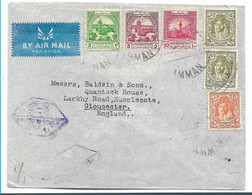 JORDANIEN 054 / König Abdulla + Zwangszuschlagsmarken, Zensiert Nach Gloucester/ England - Lettres & Documents
