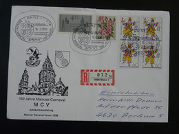 Lettre Recommandée Registered Cover Carnaval De Mainz Carnival Allemagne Germany 1988 - Carnavales