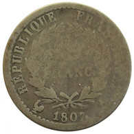 F17701.1 - FRANCE - Demi-franc Napoléon 1er - Tête Laurée - 1807 A - 1/2 Franc