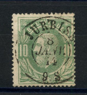 BELGIQUE - COB 30 10C VERT PERCEPTION DOUBLE CERCLE JUBISE - 1869-1883 Léopold II