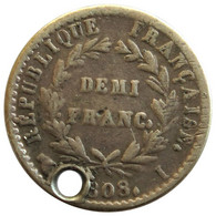 F17708.1 - FRANCE - Demi-franc Napoléon 1er - Tête Laurée - 1808 I - 1/2 Franc