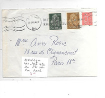 NORGEVE N° 443.452.453 SUR PLI OBL PARIS - Storia Postale