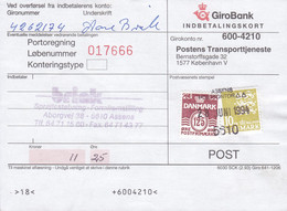 Denmark GiroBank Indbetalingskort Line Cds. ASSENS POSTEKONTOR 1994 Postsag (2 Scans) - Lettres & Documents