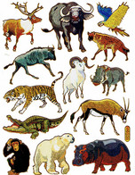 Safari Zoo Tiere Aufkleber Metallic Look / Africa Animal Sticker 13x10 Cm ST007 - Scrapbooking