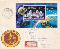 Hungary  Magyar 1971 FDC Space Cover Apollo 14  First Vehicle On The Moon - Storia Postale