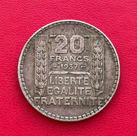 Belle Monnaie Argent De 20 Francs Turin 1937 - 20 Francs (or)
