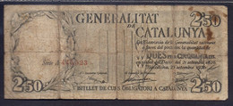 GENERALITAT DE CATALUNYA BILLETE DE 2,50 PESETAS DE 1936 - 1-2 Pesetas