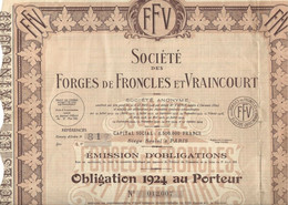 SOCIETE ET DES FORGES DE FRONCLES ET VRAINCOURT - OBLIGATION 1924 - - Industrie