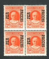 VATICANO 1931 PACCHI POSTALI 2,50 LIRE QUARTINA ** MNH - Paketmarken