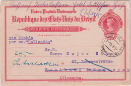 BRAZIL > 1913 POSTAL HISTORY > STATIONARY CARD FROM RIO DE JANEIRO TO FREIBURG, GERMANY, READDRESSED TO INTERLAKEN - Lettres & Documents
