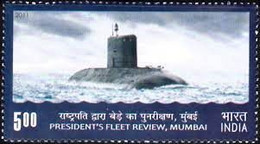 India 2011 President Fleet Review, Fighter Plane, Naval Ships, Submarine 1v Stamp MNH, P.O Fresh & Fine - Other & Unclassified