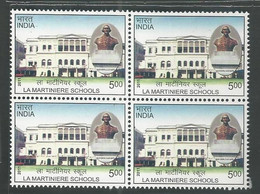 India 2011 La Martiniere School Kolkata & Claude Martin Bust Block Of 4 Stamps MNH, P.O Fresh & Fine - Other & Unclassified