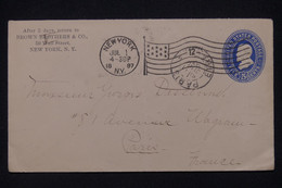 ETATS UNIS -Oblitération Mécanique Drapeau De New York Sur Entier Postal Pour Paris En 1897 - L 139580 - ...-1900