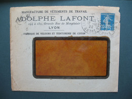 Semeuse Perforé AL 119 Sur Lettre De Lyon   Adolphe Lafont 1921 - Covers & Documents