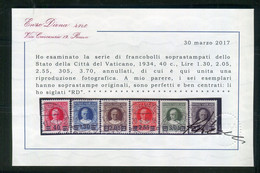 VATICANO 1934 PROVVISORIA SERIE CPL. USATA C. DIENA - Gebraucht
