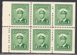 Canada 1942 Booklet Pane, Mint Mounted, Sc# 249b, SG - Booklets Pages