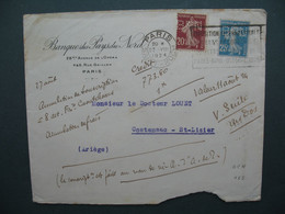 Semeuse  Perforé BPN 165   Sur Lettre Banque Des Pays Du Nord   1924 - Briefe U. Dokumente