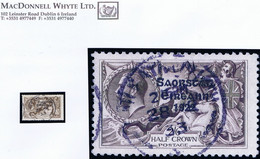 Ireland 1927-28 Narrow Date Saorstat Ovpt On Seahorse 2s 6d Brown Used 1933 Cds, Characteristic Of The Composite Setting - Ungebraucht