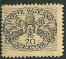 VATICANO 1946 SEGNATASSE CARTA GRIGIA 20 C. SASSONE N. 14/I ** MNH F.TO CAFFAZ - Ungebraucht