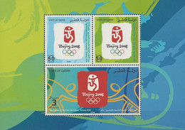 OLYMPIC GAMES YEAR 2008 IN BEIJING CHINA - MINIATURE STAMPS SHEET FROM QATAR - MNH** - EMBLEM LOGO ASIA - Autres & Non Classés