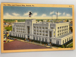 CPSM - ETATS UNIS - NORFOLK - Post Office And Federal Bldg. - 2 Scans Timbres Taxe A Payer Pays Bas 60c Et 1.80fr - Norfolk