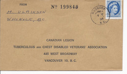 16456) Canada Cover Brief Lettre 1956 BC British Columbia Post Office Postmark Cancel - Storia Postale