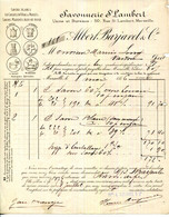 FACTURE.13.MARSEILLE.SAVONS BLANCS EN CAISSES,EN VRAC & MOULES.SAVONNERIE SAINT LAMBERT.ALBERT BARJAVEL & Cie. - Drogerie & Parfümerie