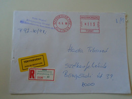 D193780 Hungary Registered Cover  Avis De Reception - EMA  Red Meter Freistempel 1998 Székesfehérvár - Timbres De Distributeurs [ATM]