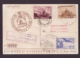 BELGIO - 5 6 1938 COMM. GIORNATA AVIAZIONE SPA - C.P. TRASPORTATA CON AEREO SPA - BRUXELLES - Ohne Zuordnung