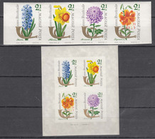 Hungary 1963 Flowers Mi#1967-1970 + Block 39 B Imperforated Mint Never Hinged - Nuovi