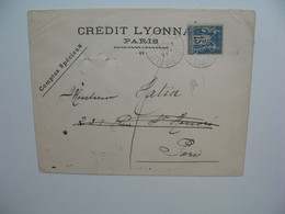 Type Sage,  Perforé CL188 Sur Lettre  Crédit Lyonnais  1907 - Briefe U. Dokumente
