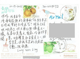 C6 : Taiwan - Apple Like Fruit, Precious Stone Stamps Used On Postcard - Lettres & Documents