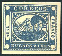 Argentina Buenos Aires Sc# 8 MH (FORGERY) 1864 Bernardino Rivadavia - Buenos Aires (1858-1864)