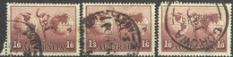 Australia Sc# C5 SG# 153a Used Lot/3 1937 1sh6p Mercury/Hemisphere Perf 13.5X14 - Usati