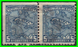 CUBA ( AMERICA DEL NORTE ) PAREJA SELLOS DEL AÑO 1914 MAPA DE CUBA - Used Stamps