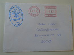 D193916   Hungary Cover -EMA Red Meter Freistempel  1999 CESZPRÉM   -   Cserkész - Scouts-Pfadfinder -Scouting - Automaatzegels [ATM]