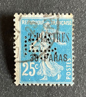 COLONIE LEVANT N° 32 Semeuse 25c Bleu CL 5 Indice 5 Perforé Perforés Perfins Perfin !! Superbe - Autres & Non Classés