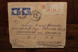 Allemagne France 1944 Eberswalde LAGER Censure OKW Enveloppe Cover Reich STO Petain Recommandé Registered - Guerra Del 1939-45