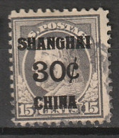 USA 1919 U.S. Postal Agency In Shanghai China. 30c On 15c. Used. Scott No. K12. - Offices In China
