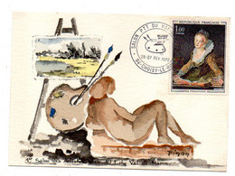 1972--CP Souvenir  Salon PTT Du Val De Marne...Dessin Signé PINON.....tp Fragonard..cachet CHOISY LE ROI-94 ..n° 835 - Commemorative Postmarks