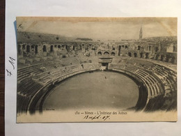 Cpa écrite En 1907, 30 Gard, Nîmes L'Intérieur Des Arènes, éd Lacour 180, 2 Scans - Nîmes