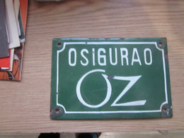 Old Tin Enamel Insurance Board Osigurao OZ 11x16 Cm - Etains