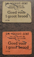 4097 S.M. Vooruit - Gent  Goed Voor 1 Groot Brood 1/7/56 (2 Stuks) - Notgeld