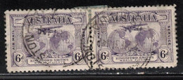 AUSTRALIA Scott # C2 Used Pair - Plane Over Globe - Hinge Remnant On Front - Used Stamps