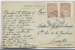 TURKEY TURQUIE 3 PIASTRES PAIRE PERA DEPART 1925 CARTE CONSTANTINOPLE - Briefe U. Dokumente
