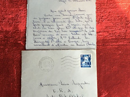 Lettre+courrier Maman A Fils Chéri Parti Faire Guerre Algérie-Marcophilie Alger Plateau Sauliere 1955- E-R-A-sidi Bel-Ab - Guerre D'Algérie