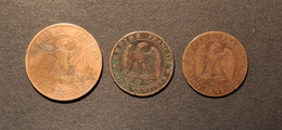 NAPOLEON III - 5 CTS 1854 D BEAU - 1855 D CHIEN TB A TTB - 10 CTS 1855 BB ANCRE BEAU - Sonstige & Ohne Zuordnung