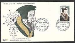 FRANCE. N°1420 De 1964 Sur Enveloppe 1er Jour. Jean Calvin. - Theologen